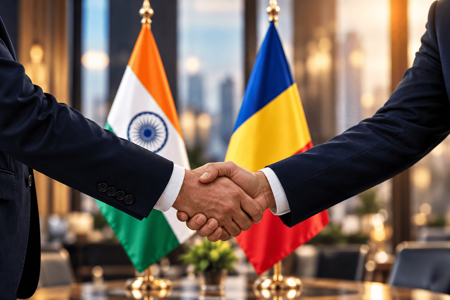 India Romania Partnership Handshake